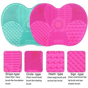 SILICONE GEL MAKEUP BRUSH CLEANING MAT WITH SUCTION CUP 2 PCS